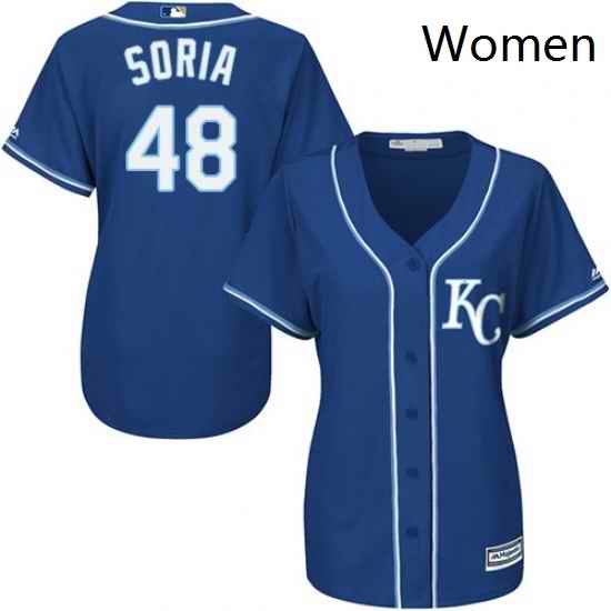Womens Majestic Kansas City Royals 48 Joakim Soria Authentic Blue Alternate 2 Cool Base MLB Jersey